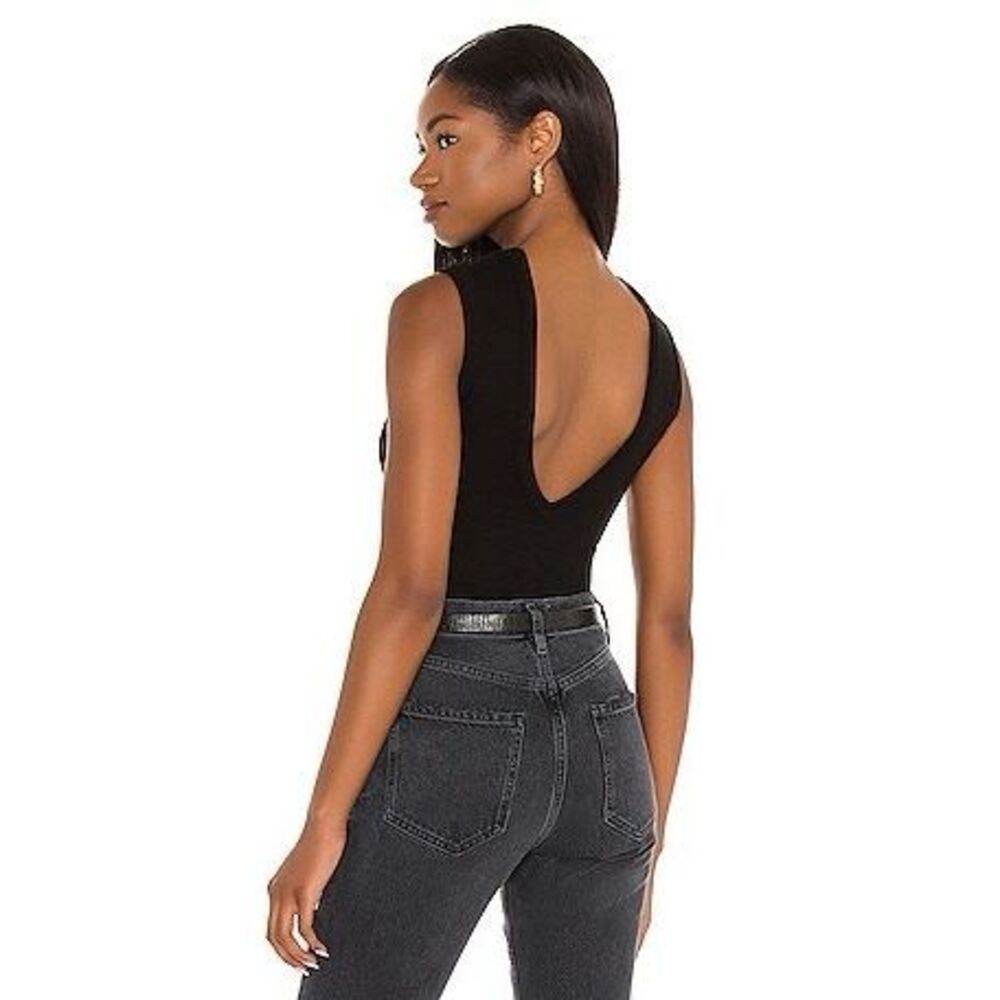 AGOLDE Sutton V Back High Neck Sleeveless Reversible? Bodysuit Size Medium Black